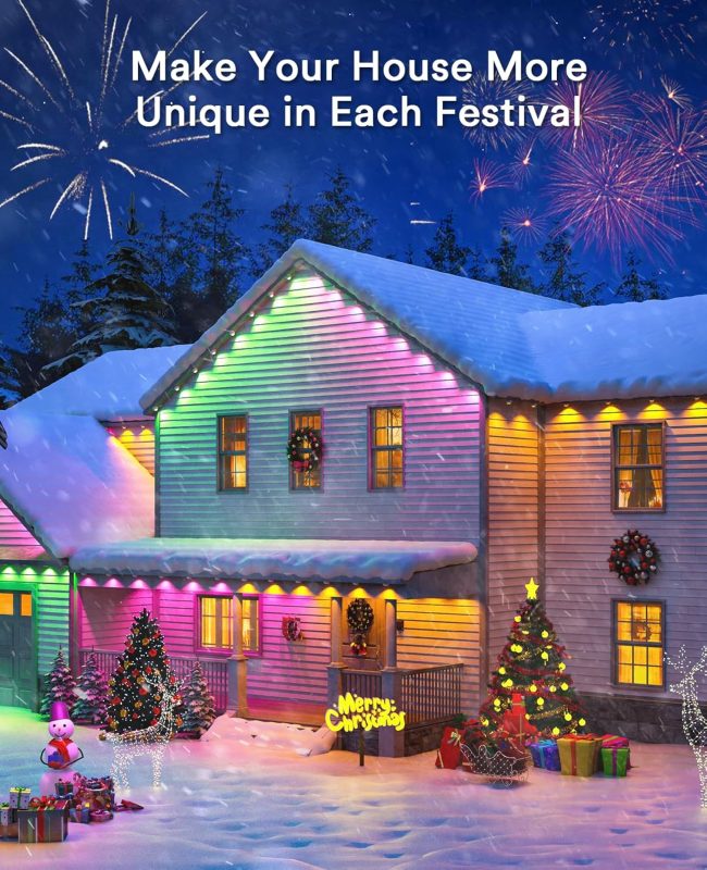ANGELHALO Permanent Outdoor Lights, 50ft Smart Outdoor Lights with 36 LED Lights, Cool/Warm Eaves Lights IP65 Waterproof for Christmas, Halloween, Party, Works with Alexa, Google Assistant